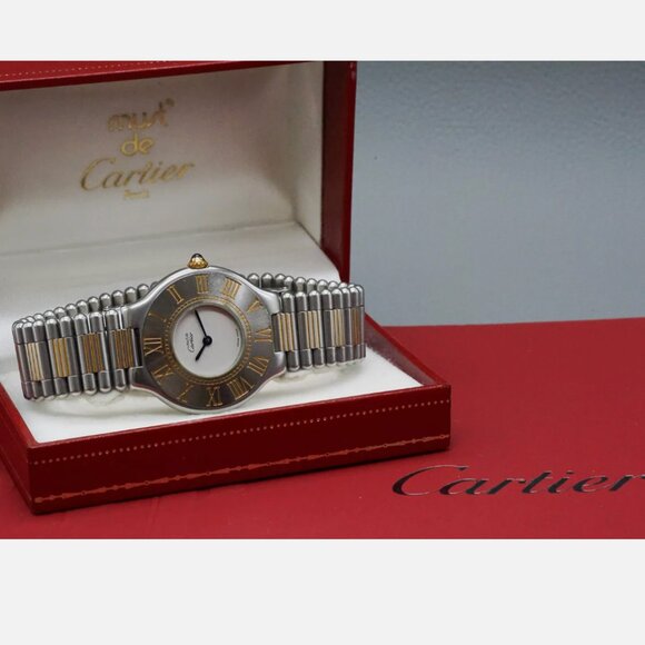 MINT++ BOX++  CARTIER LADIES TWO TONE GOLD RED CARTIER BOX - Picture 1 of 8